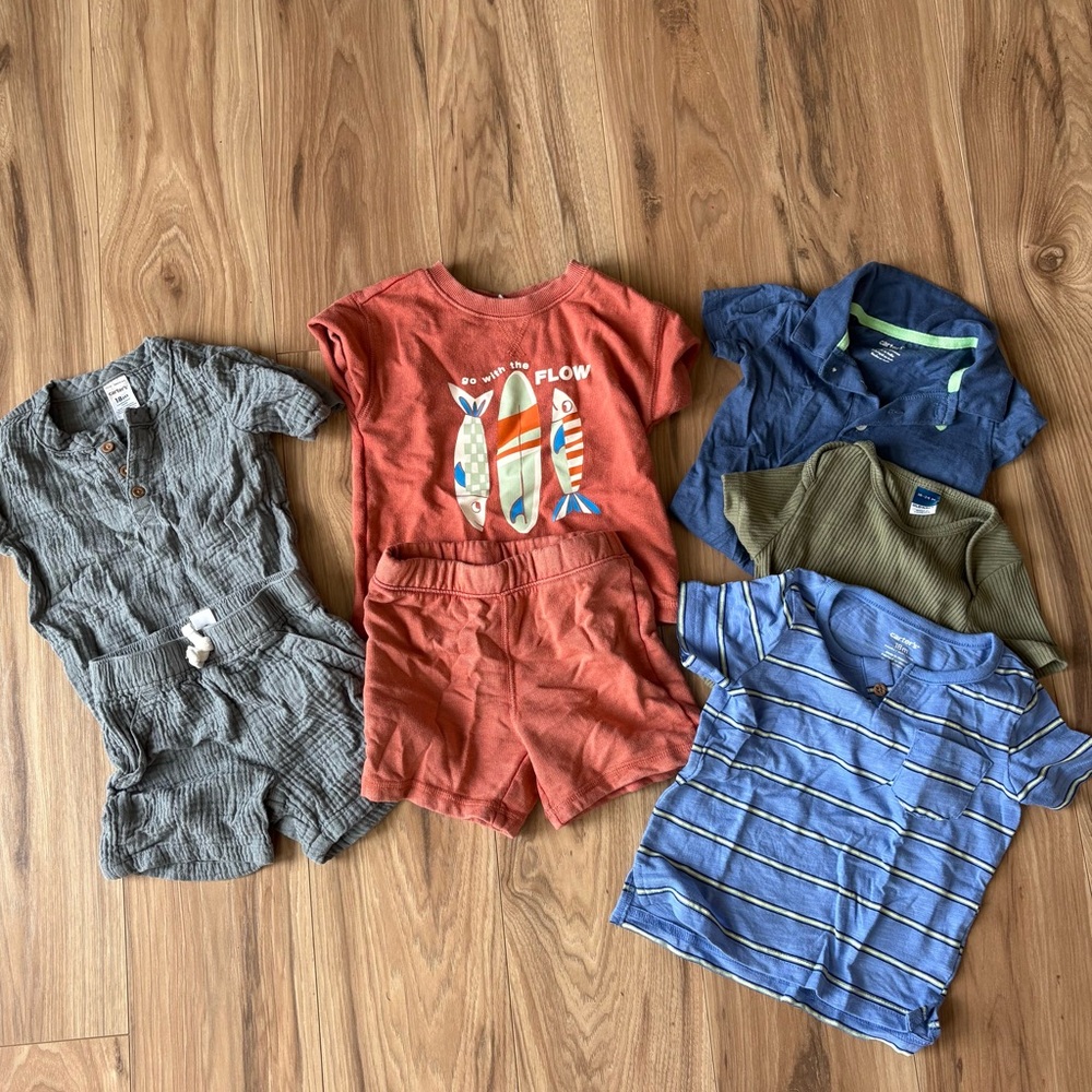 Kids Orange Surf Graphic Tee & Shorts Set